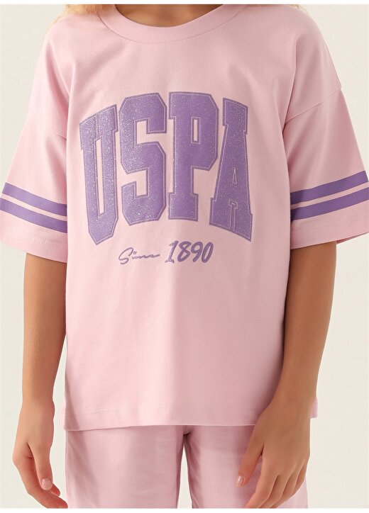 U.S. Polo Assn. Toz Pembe Kız Çocuk Pijama Takımı US1837 4