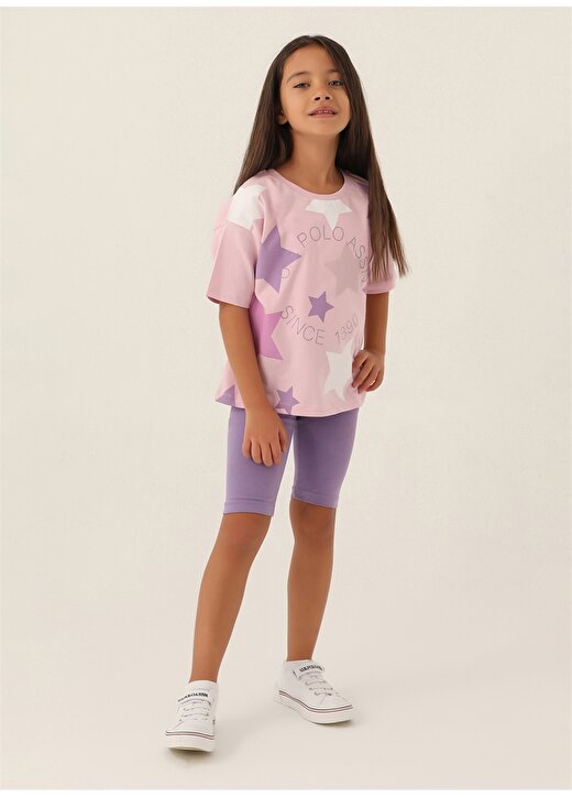 U.S. Polo Assn. Pembe Mor Kız Çocuk Pijama Takımı US1756 2