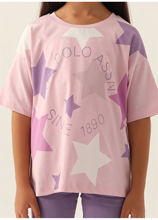 U.S. Polo Assn. Pembe Mor Kız Çocuk Pijama Takımı US1756 4