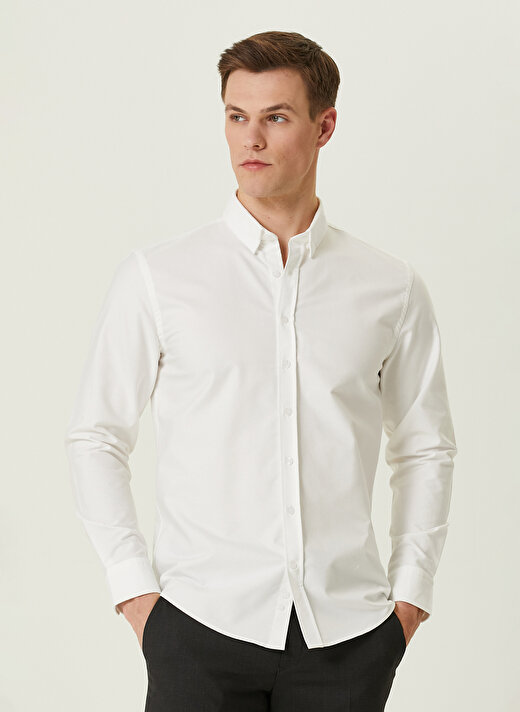 Network Slim Fit Gömlek Yaka Beyaz Erkek Gömlek 1090741 1