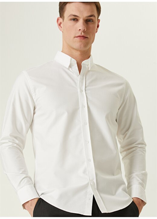 Network Slim Fit Gömlek Yaka Beyaz Erkek Gömlek 1090741 2