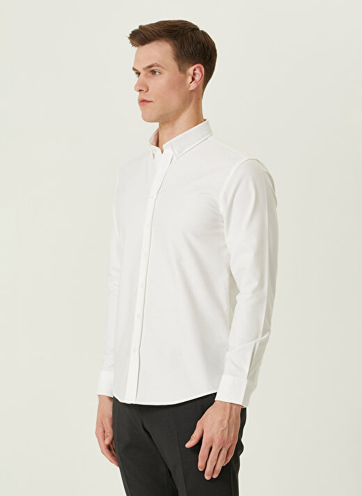Network Slim Fit Gömlek Yaka Beyaz Erkek Gömlek 1090741 4