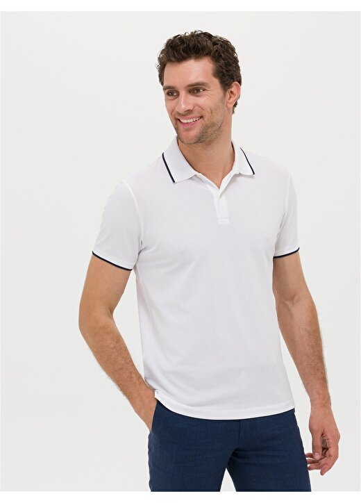 Cacharel Polo Yaka Düz Beyaz Erkek T-Shirt VAXI 1