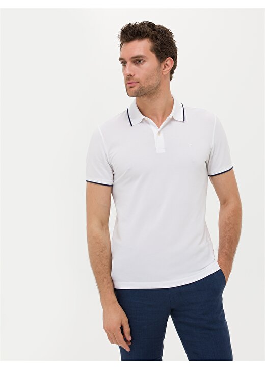 Cacharel Polo Yaka Düz Beyaz Erkek T-Shirt VAXI 2
