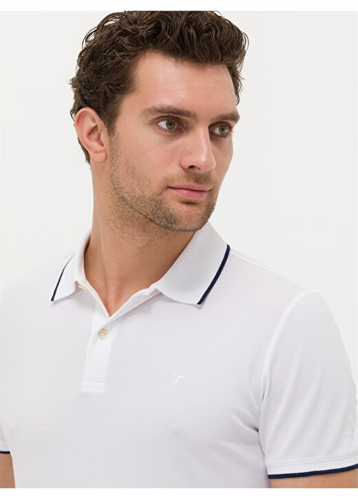 Cacharel Polo Yaka Düz Beyaz Erkek T-Shirt VAXI 3