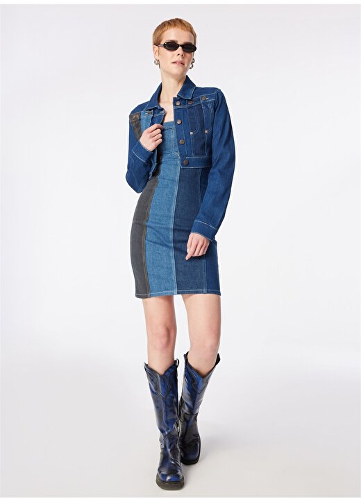 Moschino Jeans İndigo Kadın Denim Ceket 241K1J0501 2