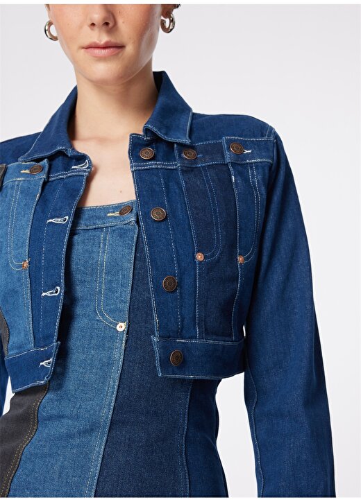 Moschino Jeans İndigo Kadın Denim Ceket 241K1J0501 4