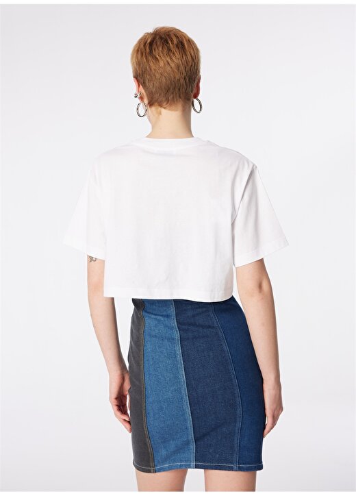Moschino Jeans Yuvarlak Yaka Baskılı Beyaz Kadın T-Shirt 241K1J0703 4