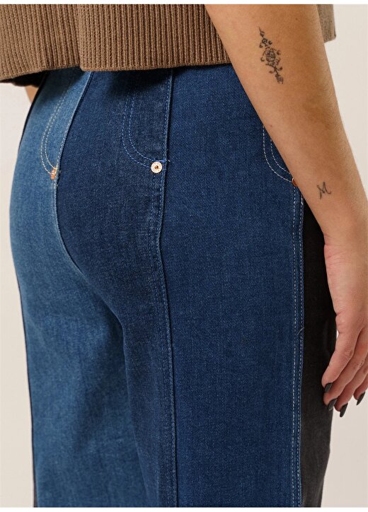 Moschino Jeans Yüksek Bel Lastikli Paça Standart İndigo Kadın Denim Pantolon 241K1J0301 3