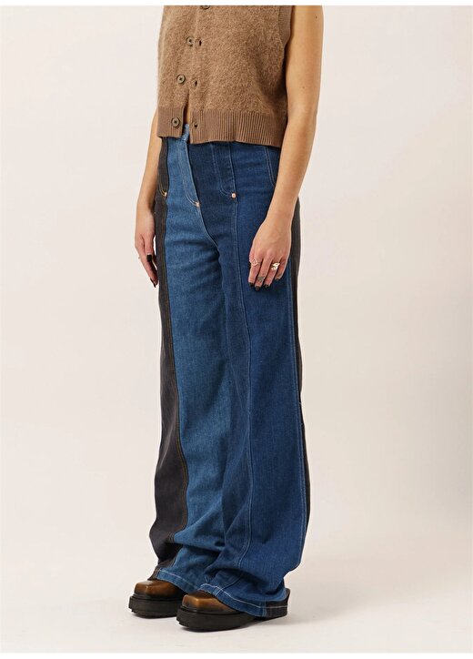Moschino Jeans Yüksek Bel Lastikli Paça Standart İndigo Kadın Denim Pantolon 241K1J0301 4