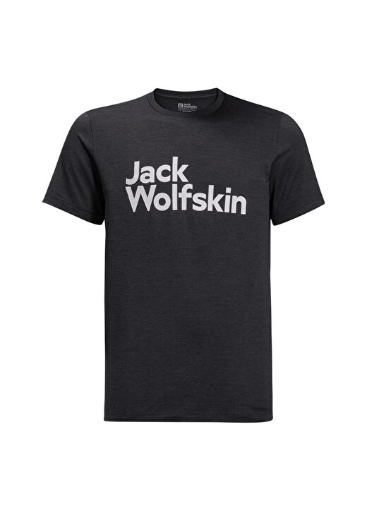 Jack Wolfskin Siyah Erkek Bisiklet Yaka Normal Kalıp Baskılı T-Shirt 1809771TR_BRAND T M 3