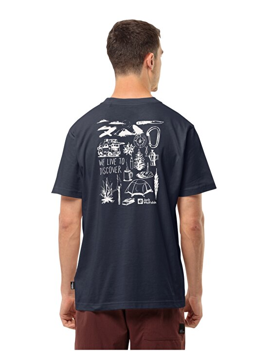 Jack Wolfskin Lacivert Erkek Bisiklet Yaka Normal Kalıp T-Shirt 1809761TR_DISCOVER T M 3