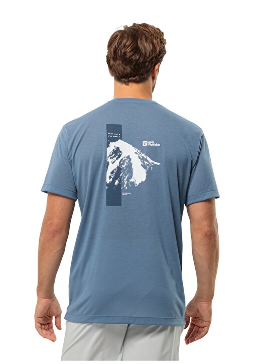 Jack Wolfskin Mavi Erkek Bisiklet Yaka Normal Kalıp T-Shirt 1809941TR_VONNAN S/S GRAPHIC T M 3