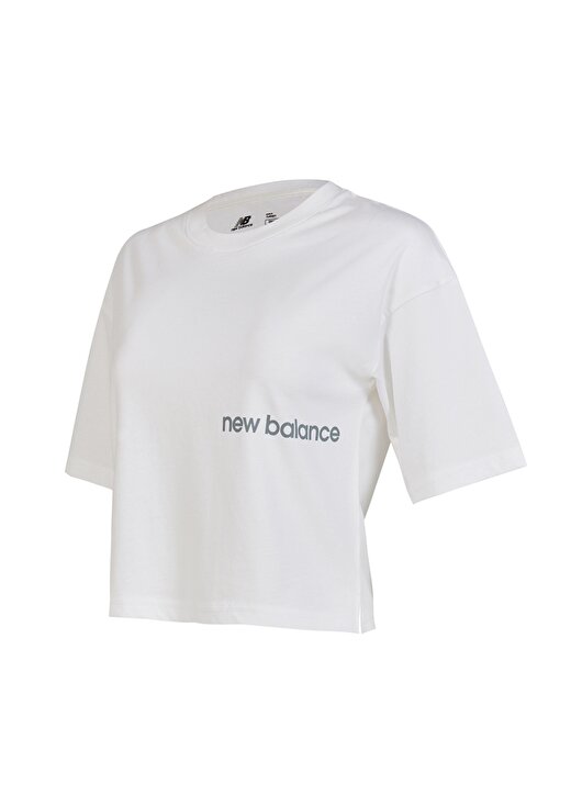 New Balance Beyaz Kadın Bisiklet Yaka Normal Kalıp T-Shirt WNT1340-WT-NB 1