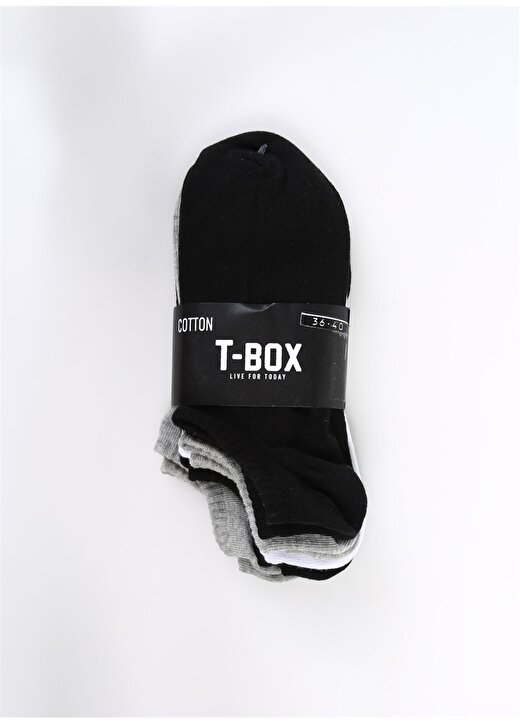 T-Box Siyah - Gri - Beyaz Kadın Patik Çorap 5Lİ PATİK-KDN 2