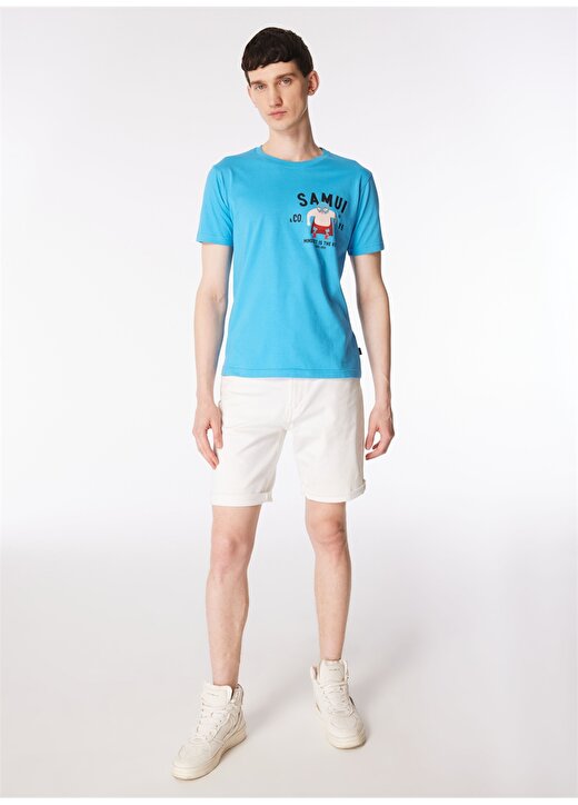 Ko Samui Bisiklet Yaka Desenli Mavi Erkek T-Shirt KMTR S221 MINDSET_CRAFT&CO REGULAR 1