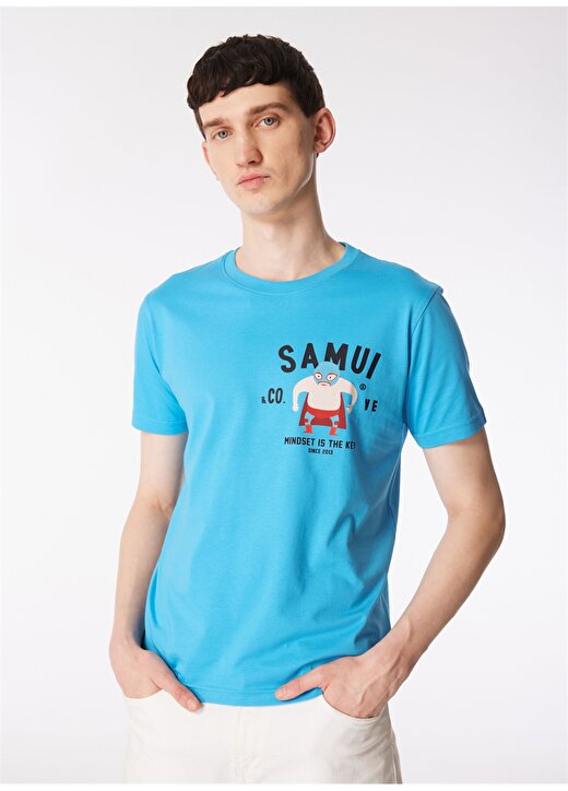 Ko Samui Bisiklet Yaka Desenli Mavi Erkek T-Shirt KMTR S221 MINDSET_CRAFT&CO REGULAR 2