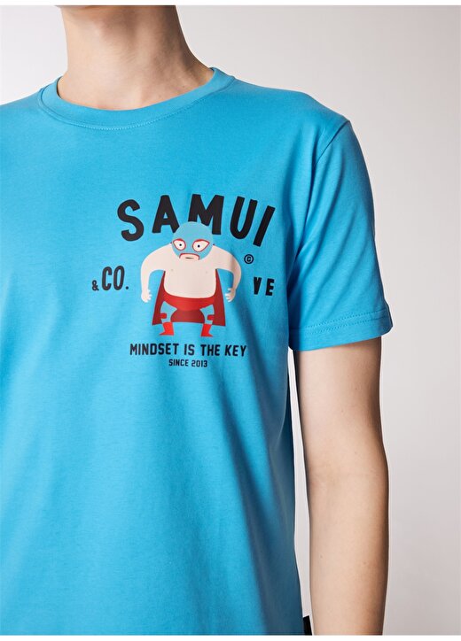 Ko Samui Bisiklet Yaka Desenli Mavi Erkek T-Shirt KMTR S221 MINDSET_CRAFT&CO REGULAR 4