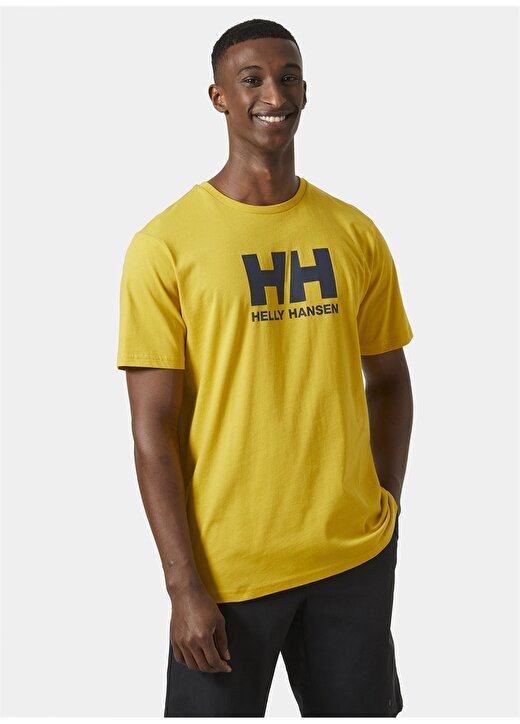 Helly Hansen Sarı Erkek Bisiklet Yaka Baskılı T-Shirt HHA.33979_HH LOGO 1
