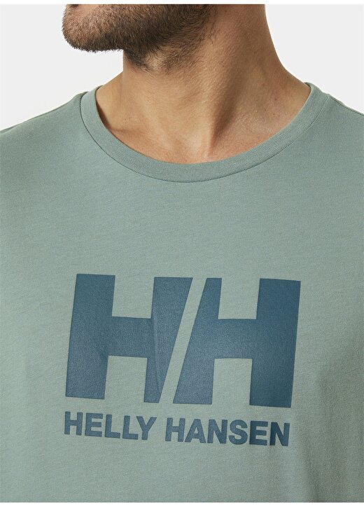 Helly Hansen Açık Yeşil Erkek Bisiklet Yaka Baskılı T-Shirt HHA.33979_HH LOGO 2