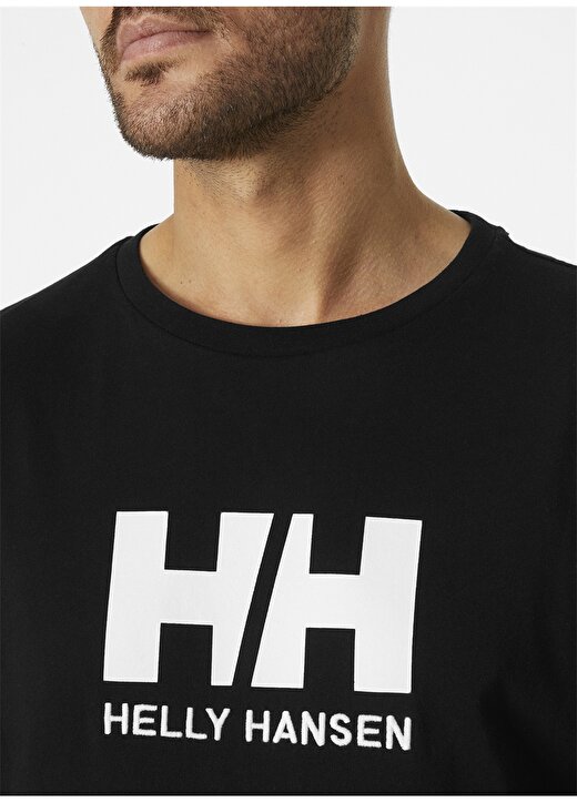 Helly Hansen Siyah Erkek Bisiklet Yaka Baskılı T-Shirt HHA.33979_HH LOGO 2