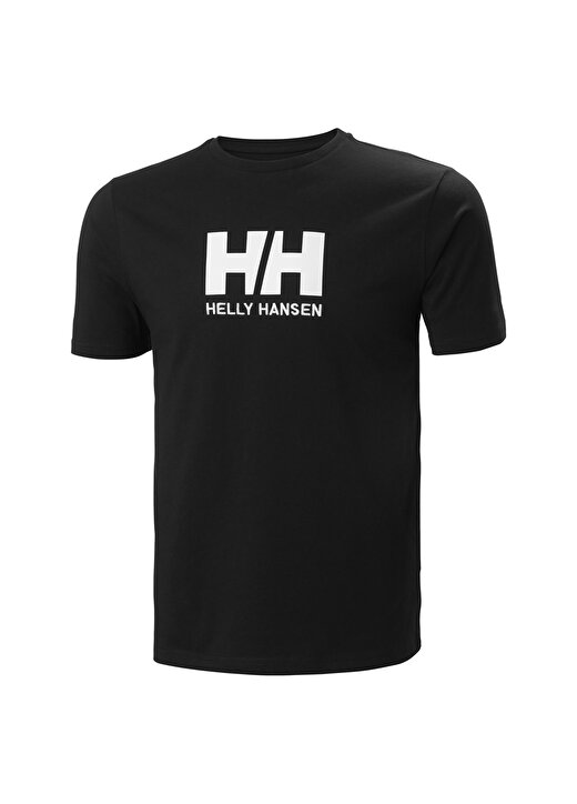 Helly Hansen Siyah Erkek Bisiklet Yaka Baskılı T-Shirt HHA.33979_HH LOGO 4