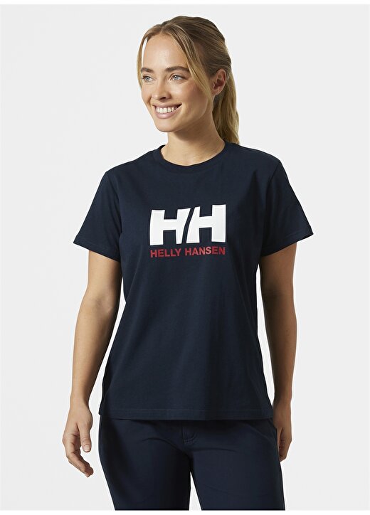 Helly Hansen Lacivert Kadın Bisiklet Yaka Normal Kalıp Baskılı T-Shirt HHA.34465_W HH LOGO 2.0 1