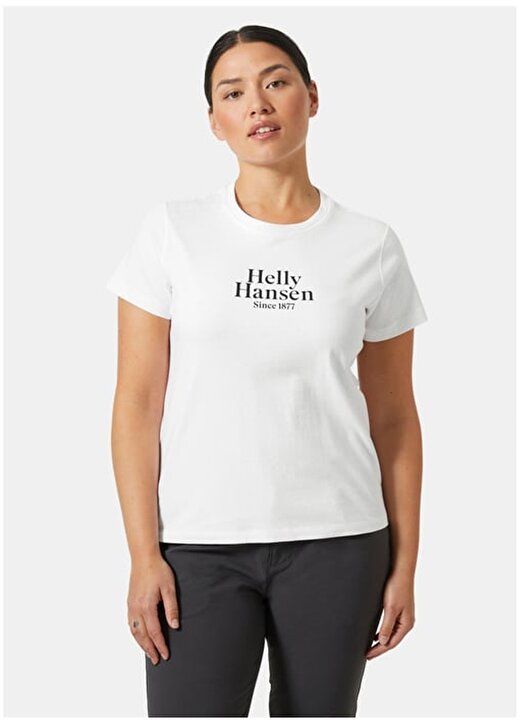 Helly Hansen Beyaz Kadın Bisiklet Yaka Baskılı T-Shirt HHA.54080_W CORE GRAPHIC 1