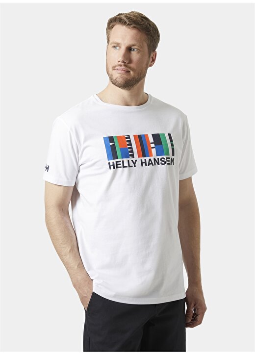 Helly Hansen Beyaz Erkek Bisiklet Yaka Normal Kalıp T-Shirt HHA.34222_SHORELINE 2.0 1