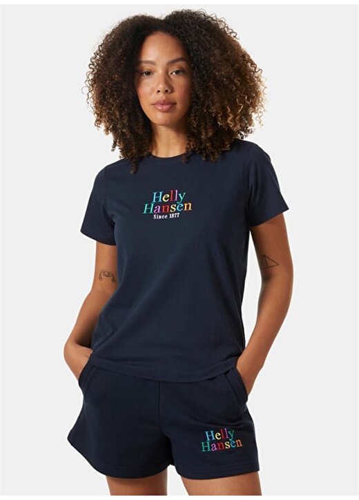 Helly Hansen Lacivert Kadın Bisiklet Yaka Normal Kalıp Baskılı T-Shirt HHA.54080_W CORE GRAPHIC 1