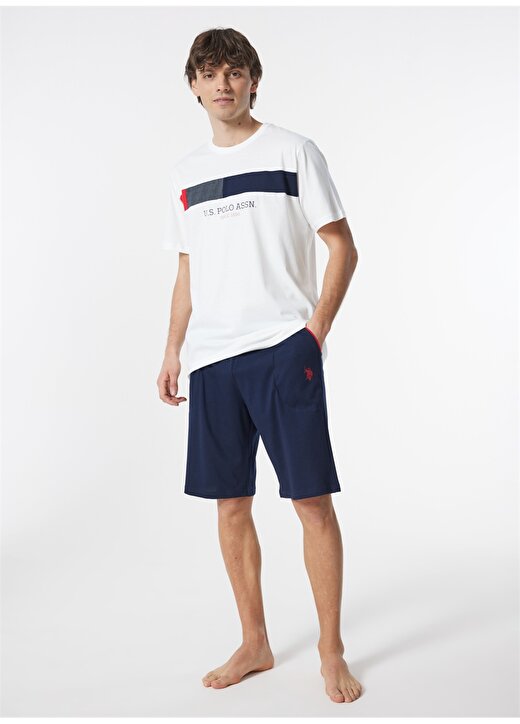 U.S. Polo Assn. Beyaz Erkek Pijama Takımı Tshirt Sort Takim 1