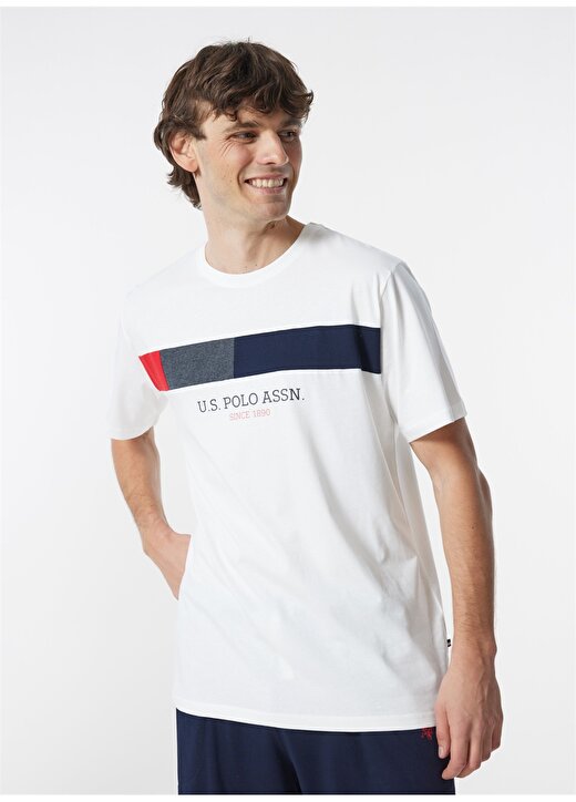 U.S. Polo Assn. Beyaz Erkek Pijama Takımı Tshirt Sort Takim 3