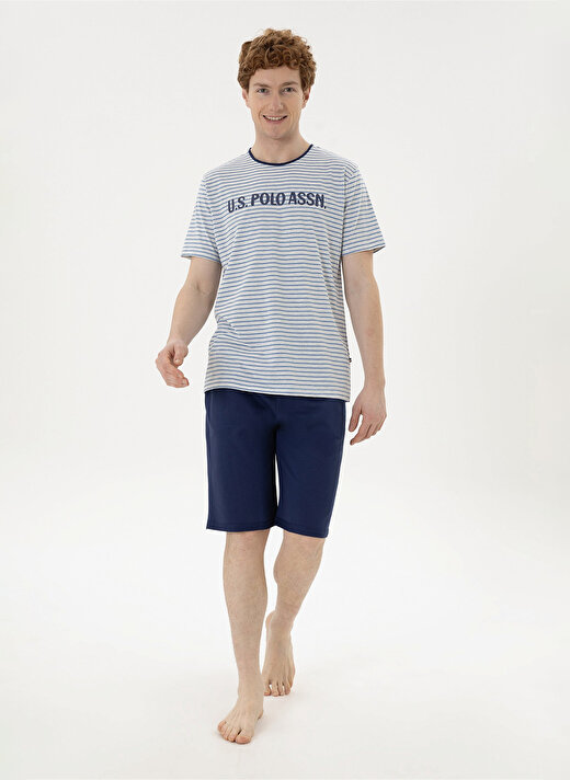 U.S. Polo Assn. Gri Melanj Erkek Pijama Takımı Tshirt Sort Takim 1