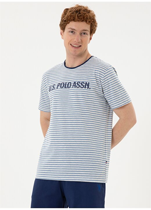 U.S. Polo Assn. Gri Melanj Erkek Pijama Takımı Tshirt Sort Takim 3