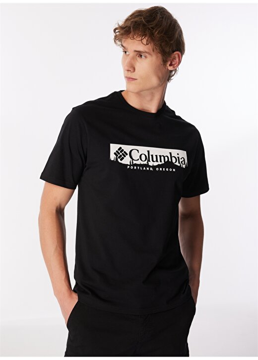 Columbia Siyah Erkek O Yaka Normal Kalıp Baskılı T-Shirt 9120801010_CS0371 CSC BOX TREELINE 3