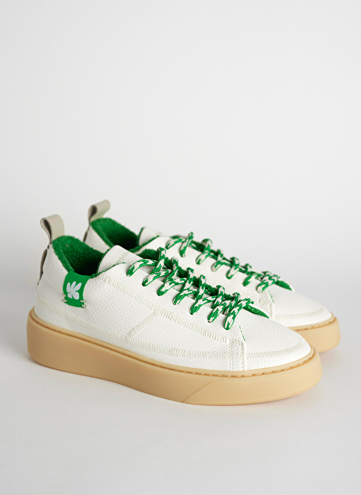 Bonamaso Beyaz - Yeşil Doğal Kauçuk + Vegan Deri Erkek Sneaker Antonio - Flores  2