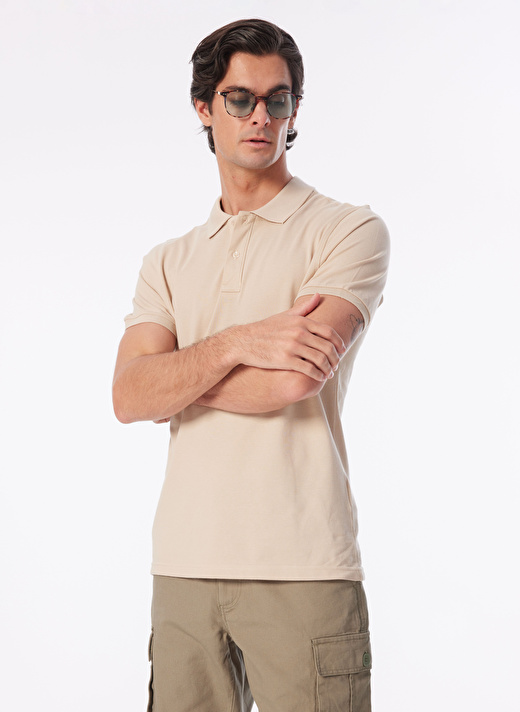 People By Fabrika Bej Erkek Basic Polo T-Shirt SPBF4SM-TST5017   2