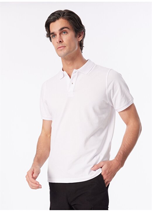 People By Fabrika Beyaz Erkek Basic Polo T-Shirt SPBF4SM-TST5017 4