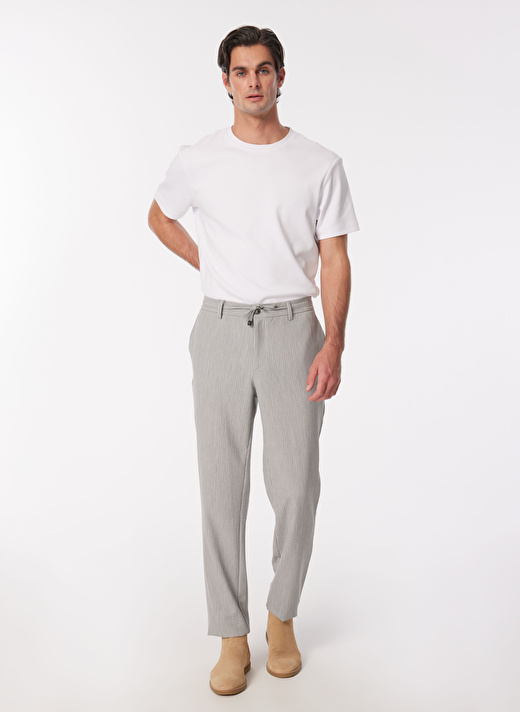 People By Fabrika Normal Bel Normal Paça Gri Erkek Chino Pantolon SPBF4SM-PNT5019 3