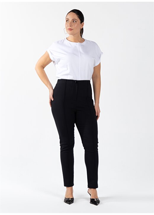 Luokk Yüksek Bel Rahat Siyah Kadın Pantolon EMERY 2