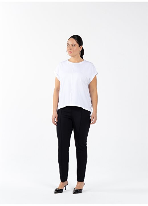 Luokk Yuvarlak Yaka Düz Beyaz Kadın T-Shirt DARIA 1