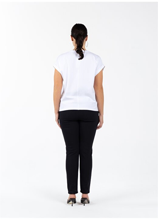 Luokk Yuvarlak Yaka Düz Beyaz Kadın T-Shirt DARIA 3