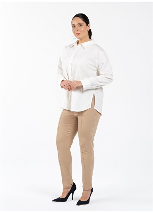 Luokk Rahat Gömlek Yaka Düz Beyaz Kadın Gömlek KINSEY 4
