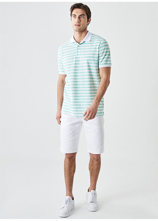 Altınyıldız Classics Beyaz - Yeşil Erkek Polo T-Shirt 4A48222000065 2