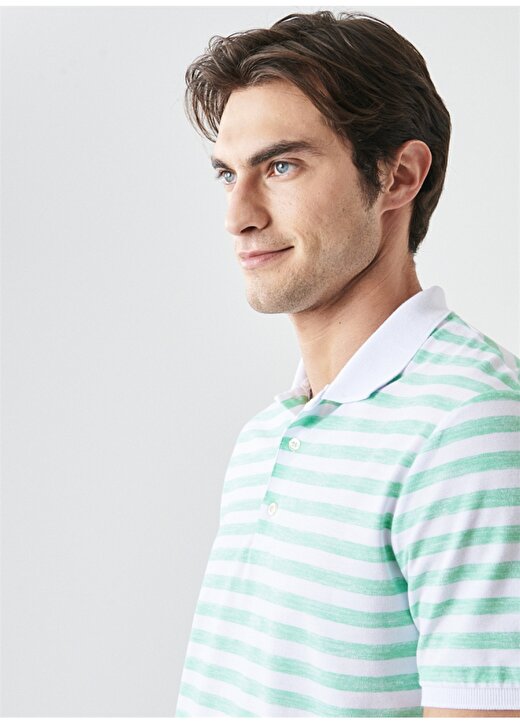 Altınyıldız Classics Beyaz - Yeşil Erkek Polo T-Shirt 4A48222000065 3
