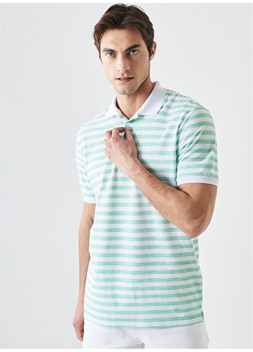 Altınyıldız Classics Beyaz - Yeşil Erkek Polo T-Shirt 4A48222000065 4
