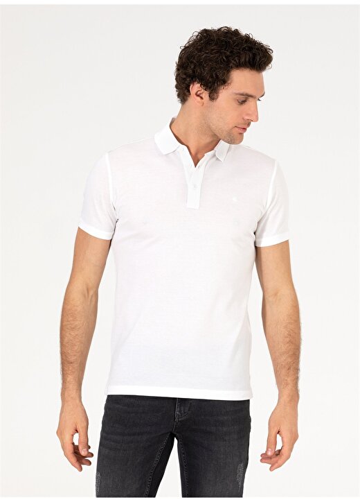 Cacharel Düz Beyaz Erkek Polo T-Shirt CT 1