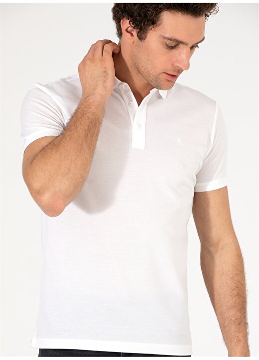 Cacharel Düz Beyaz Erkek Polo T-Shirt CT 2