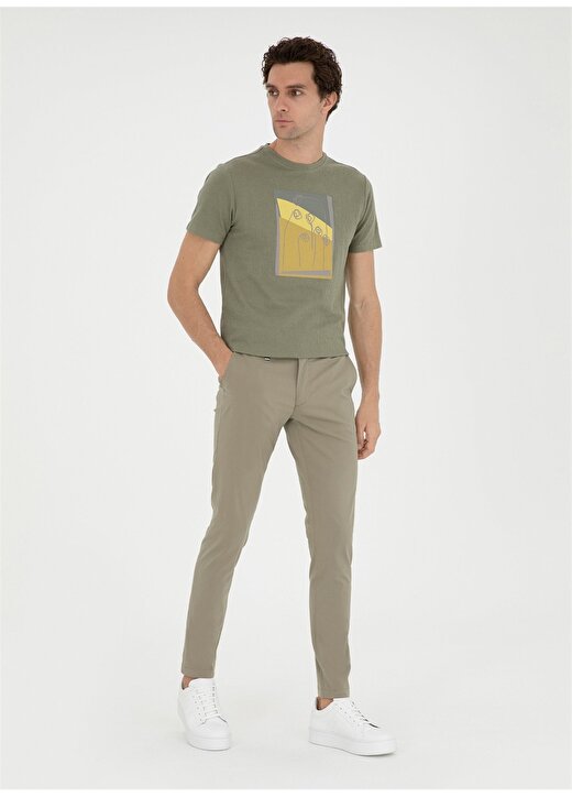 Cacharel Normal Bel Normal Paça Slim Fit Yeşil Erkek Pantolon OVETA 1