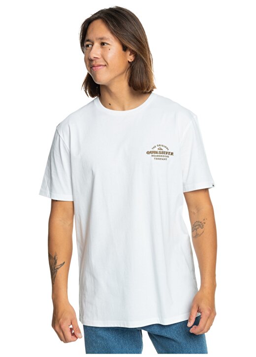 Quiksilver Beyaz Erkek O Yaka Standart Fit Baskılı T-Shirt EQYZT07659_TRADESMITH SS 1